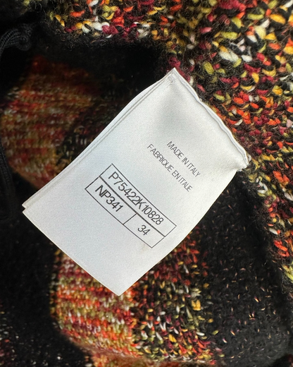 Chanel 23A Wool Crystal Striped Cardigan Black, Multicolor FR 34