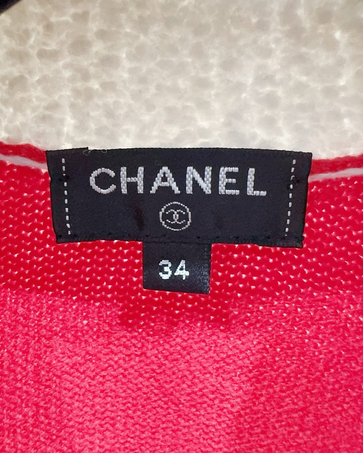 Chanel 19K Bouclé-Trim Cardigan Red, White FR 34