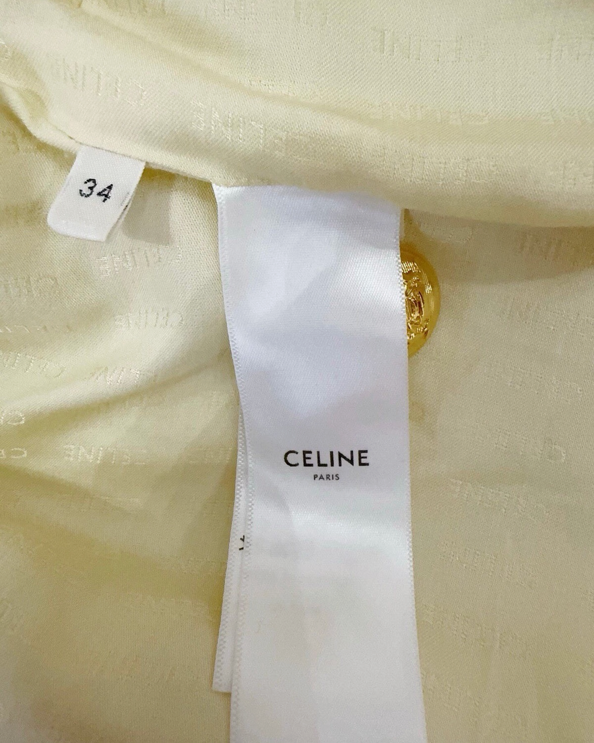 Celine Tweed Jacket Beige/Ecru, Gold FR 34