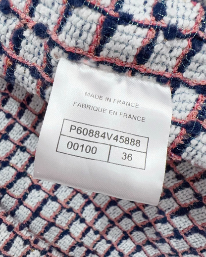 Chanel 19P Four-Pocket Tweed Jacket White, Pink, Navy, Multicolor FR 36