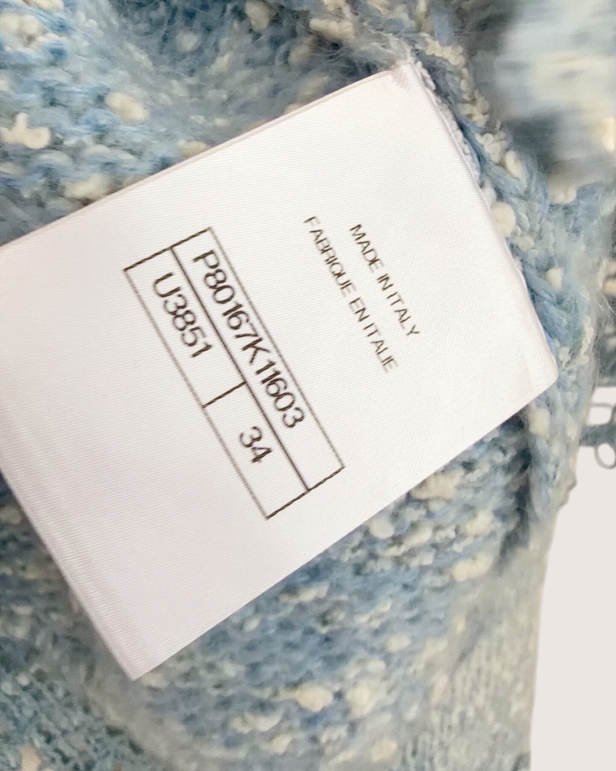 Chanel 25B Lace-Trim Cardigan Blue, White FR 34