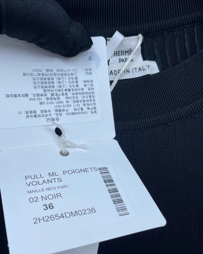Hermès Hermes Silk Ribbed Sweater Black FR 40