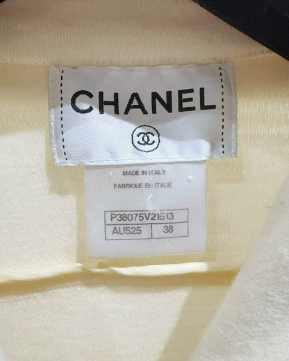 Chanel 10A CC Zip-Up Jacket Beige/Ecru FR 38