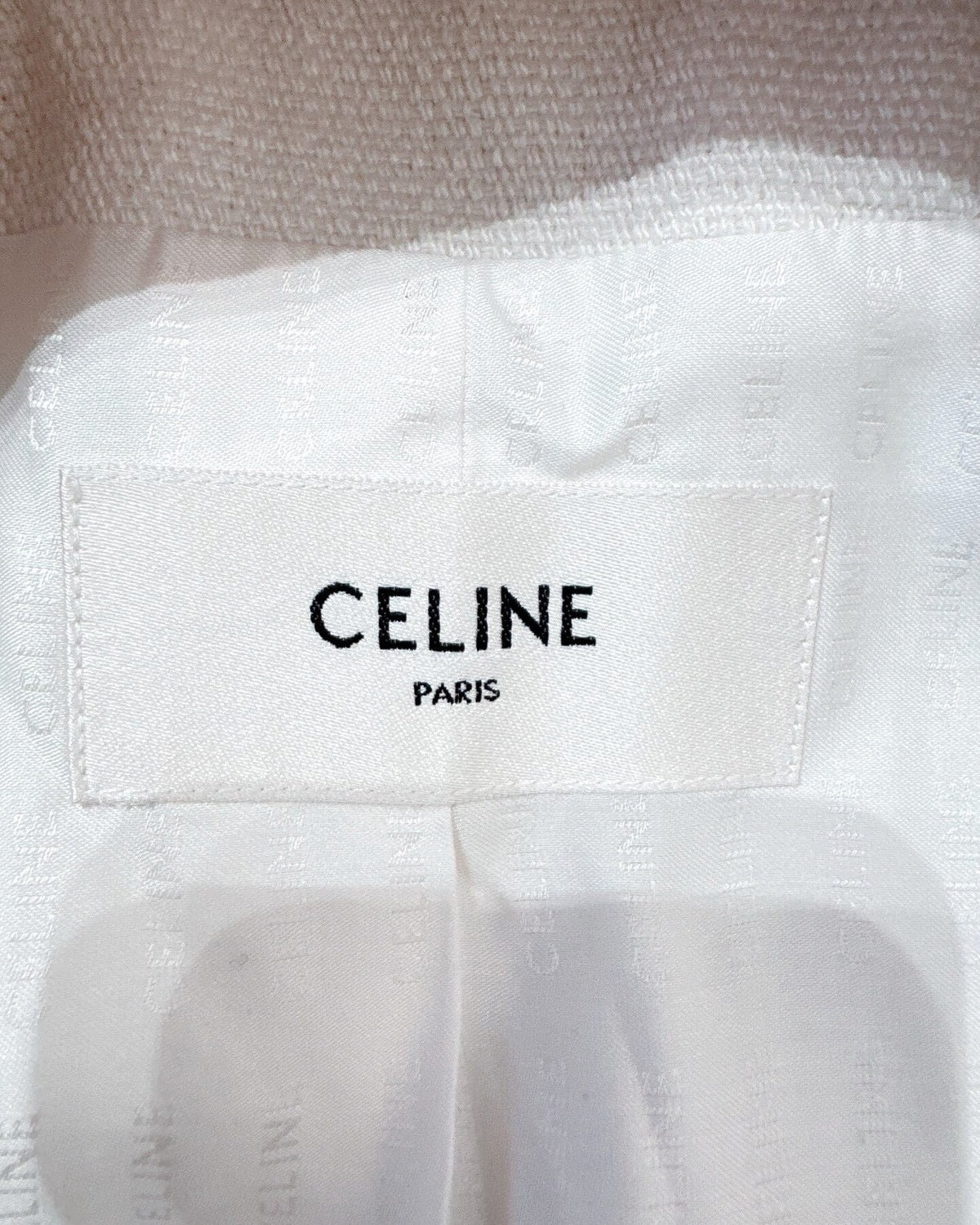 Celine Tweed Braided-Trim Jacket Beige/Ecru FR 36