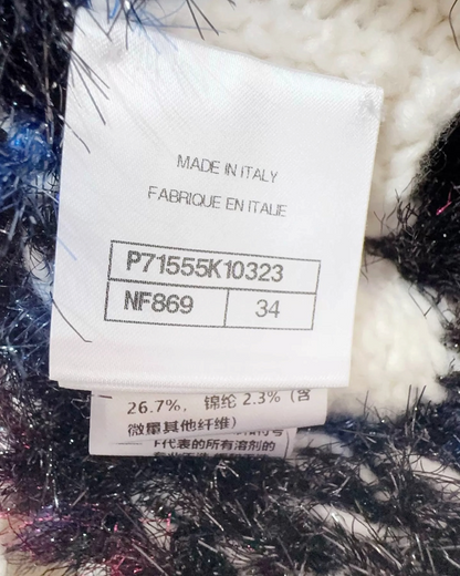 Chanel 21K Cashmere Fair Isle Sweater Beige/Ecru, Black, Blue, Multicolor FR 34