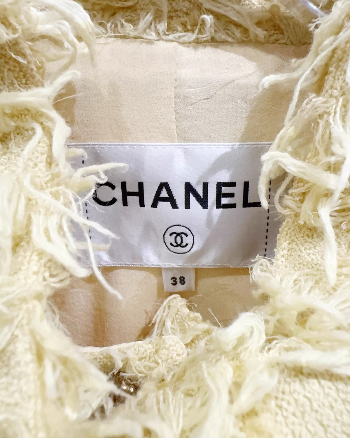 Chanel 21C Fringe Tweed Jacket Yellow FR 38
