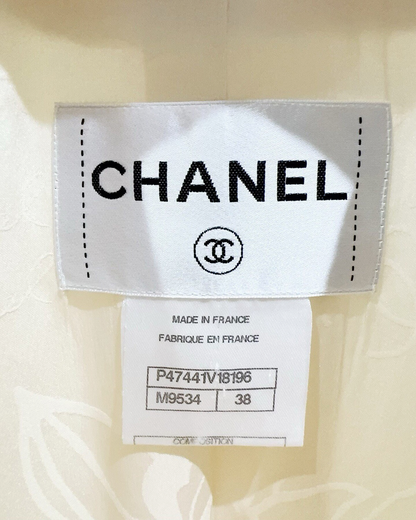 Chanel Tweed Coat Beige/Ecru, Black FR 38