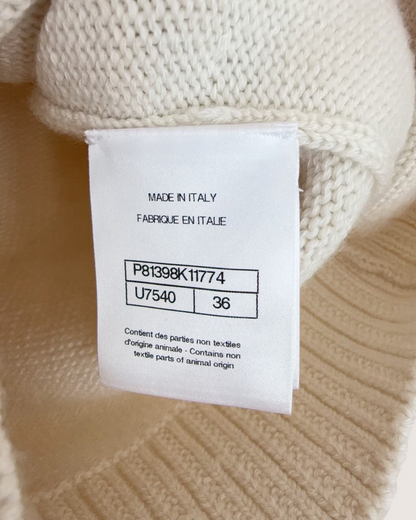 Chanel 26P Cashmere Floral Cardigan Beige/Ecru, Multicolor FR 36
