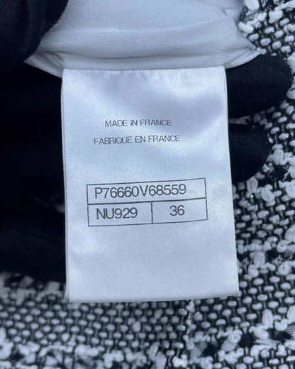 Chanel 24P Striped Tweed Jumpsuit Grey, White, Black FR 36