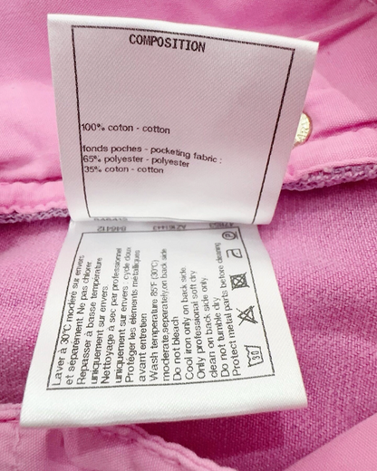 Chanel 21S Wide-Leg Denim Jeans Pink FR 40