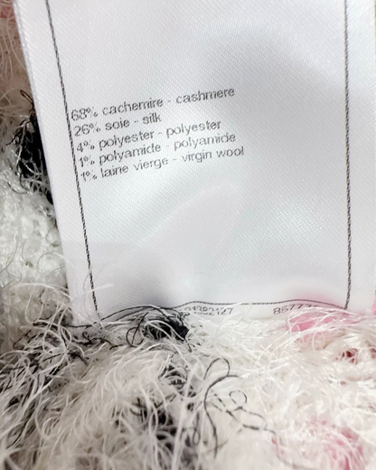 Chanel 23K Cashmere Floral Vest White, Black, Pink, Multicolor FR 34
