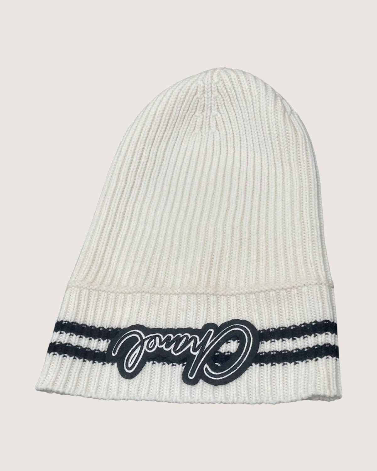 Chanel 24B Cashmere Beanie White, Black, Beige/Ecru One Size