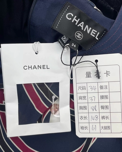 Chanel 23S Maxi Dress Navy, Multicolor FR 34