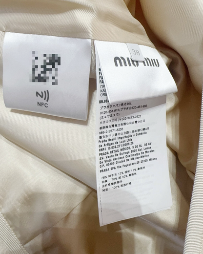 Miu Miu Crystal-Collar Tweed Jacket White, Silver FR 38