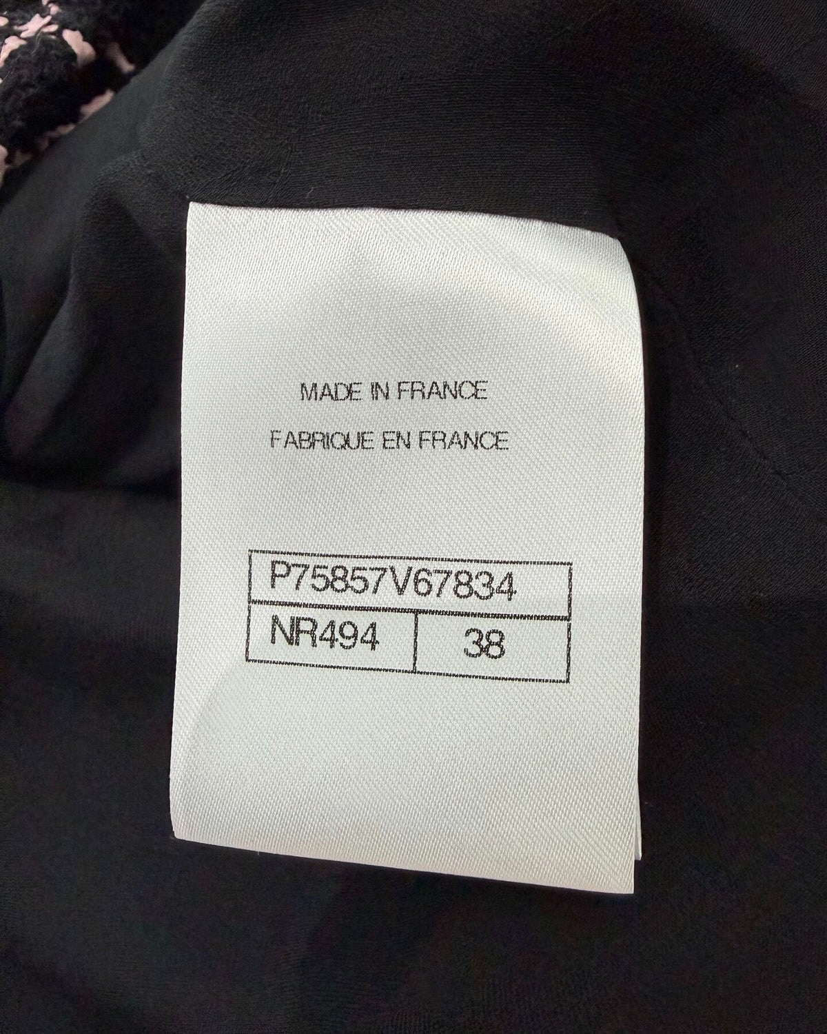 Chanel 23K Tweed Plaid Jacket Black, Pink FR 38