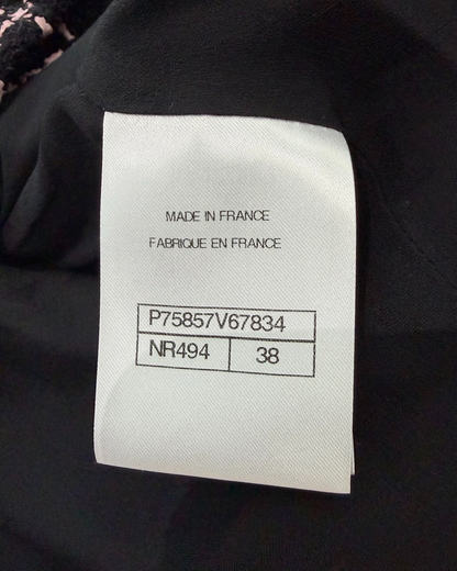 Chanel 23K Tweed Plaid Jacket Black, Pink FR 38
