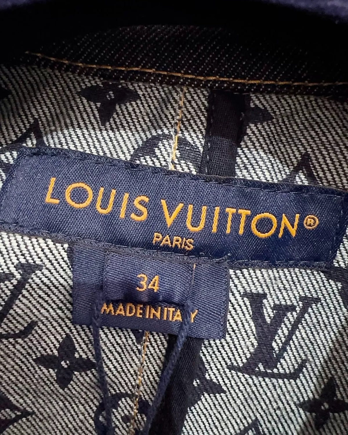 Louis Vuitton Monogram-Cuff Denim Jacket Blue FR 34