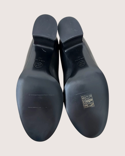 Chanel 23B Mary Jane Pumps Black EU 38