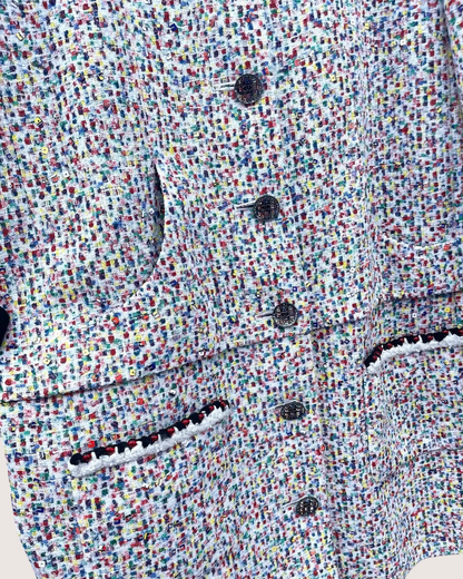 Chanel 25C Sequin Tweed Jacket White, Multicolor FR 34