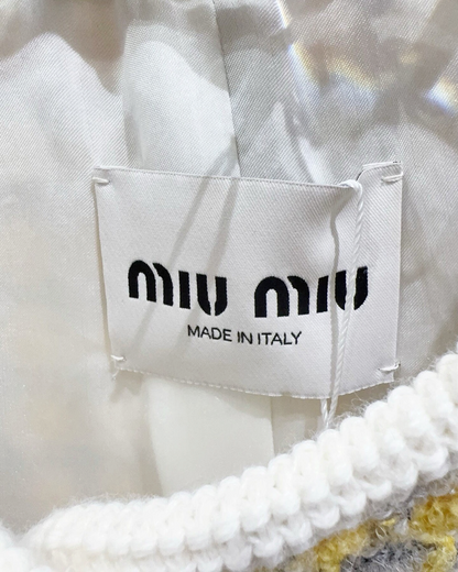Miu Miu Tweed Cropped Jacket Yellow, Grey, Multicolor FR 36