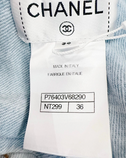 Chanel 24C High-Waisted Ombré Denim Shorts Pink, Blue FR 36