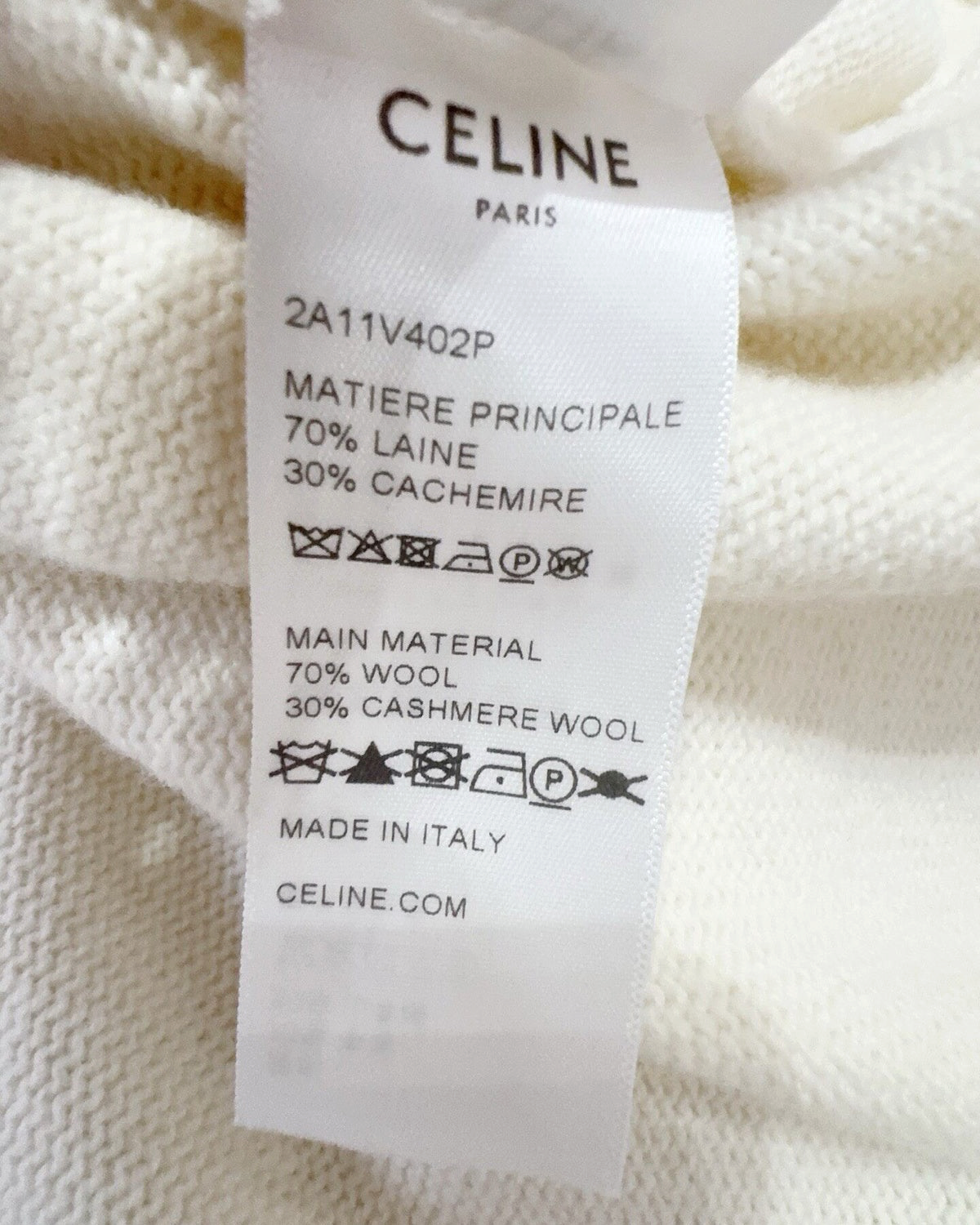 Celine Cashmere Logo Sweater Beige/Ecru, Navy FR 36