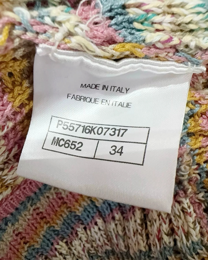 Chanel 17C Striped Zip-Up Cardigan Pink, Blue, Multicolor FR 34