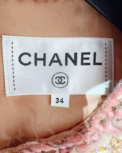 Chanel 2016 Tweed Mid-Length Dress Pink, Beige/Ecru, Multicolor FR 34