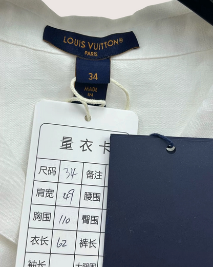 Louis Vuitton Embroidered Logo Short-Sleeve Shirt White FR 34