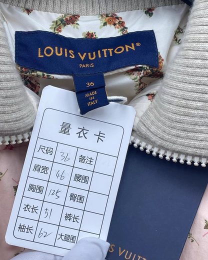 Louis Vuitton Floral Down Jacket Pink FR 36