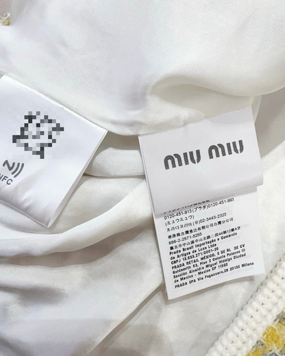 Miu Miu Tweed Cropped Jacket Yellow, Grey, Multicolor FR 36