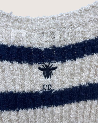Christian Dior Striped Cardigan & Tank Top Set White, Navy FR 36