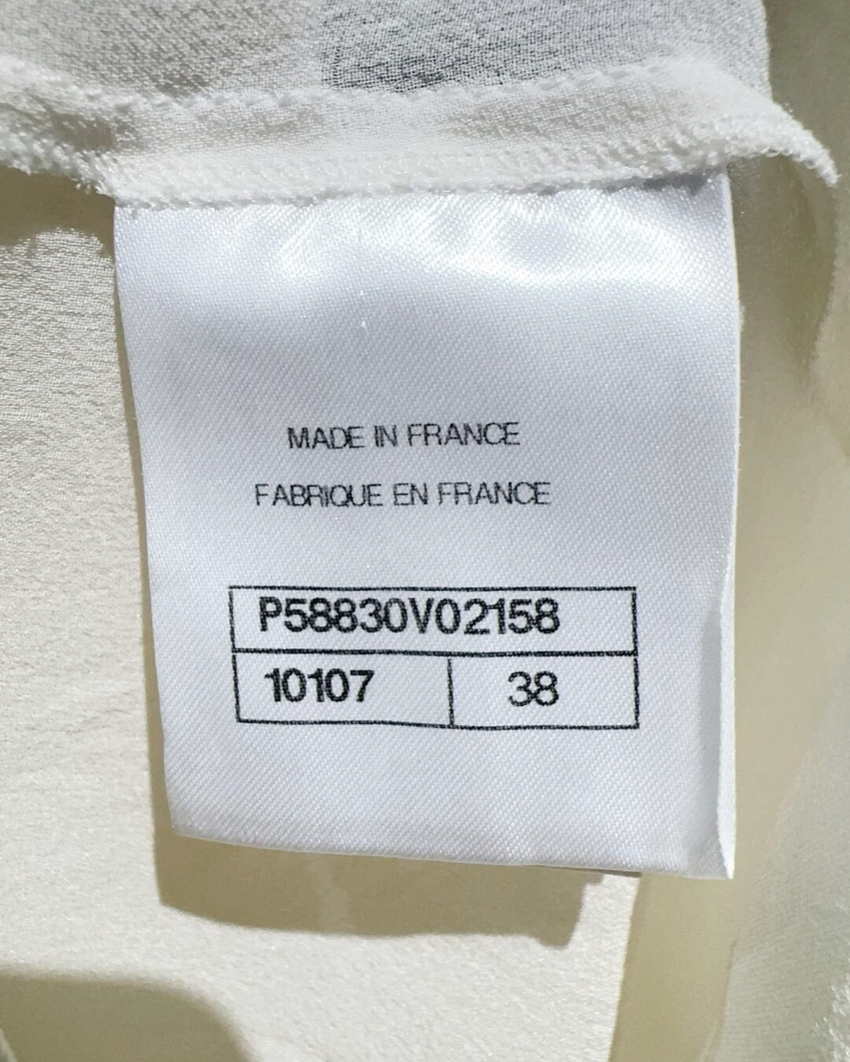Chanel Silk Lace-Trim Shirt Beige/Ecru FR 38