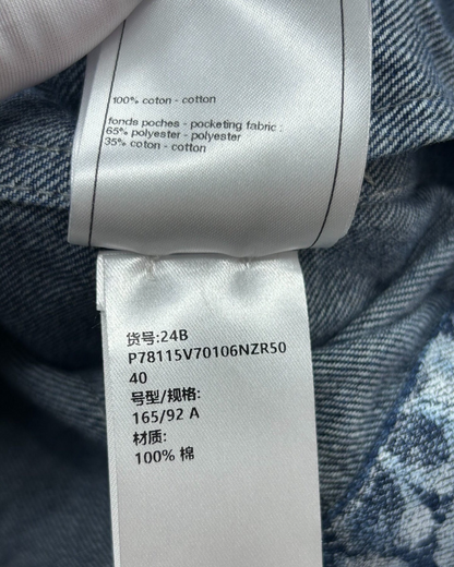 Chanel 24B CC Floral Denim Jacket Blue, White FR 40