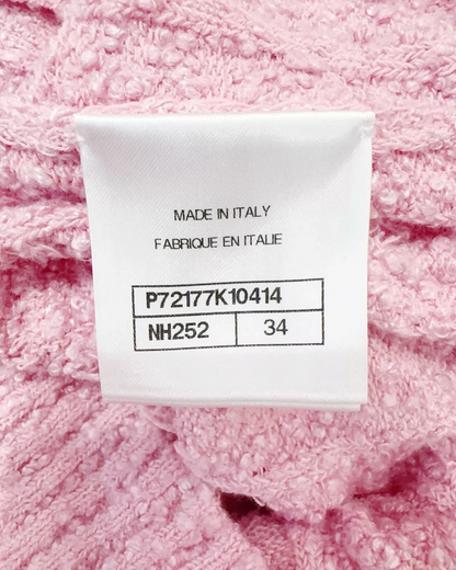 Chanel 22P Belted Bouclé Cardigan Pink, White FR 34