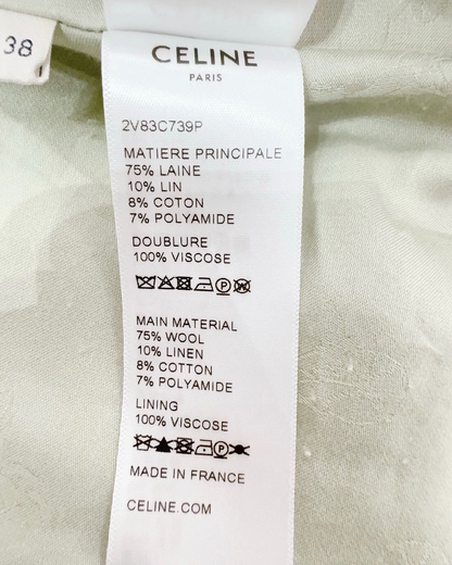 Celine Cropped Double-Breasted Tweed Jacket Grey FR 38