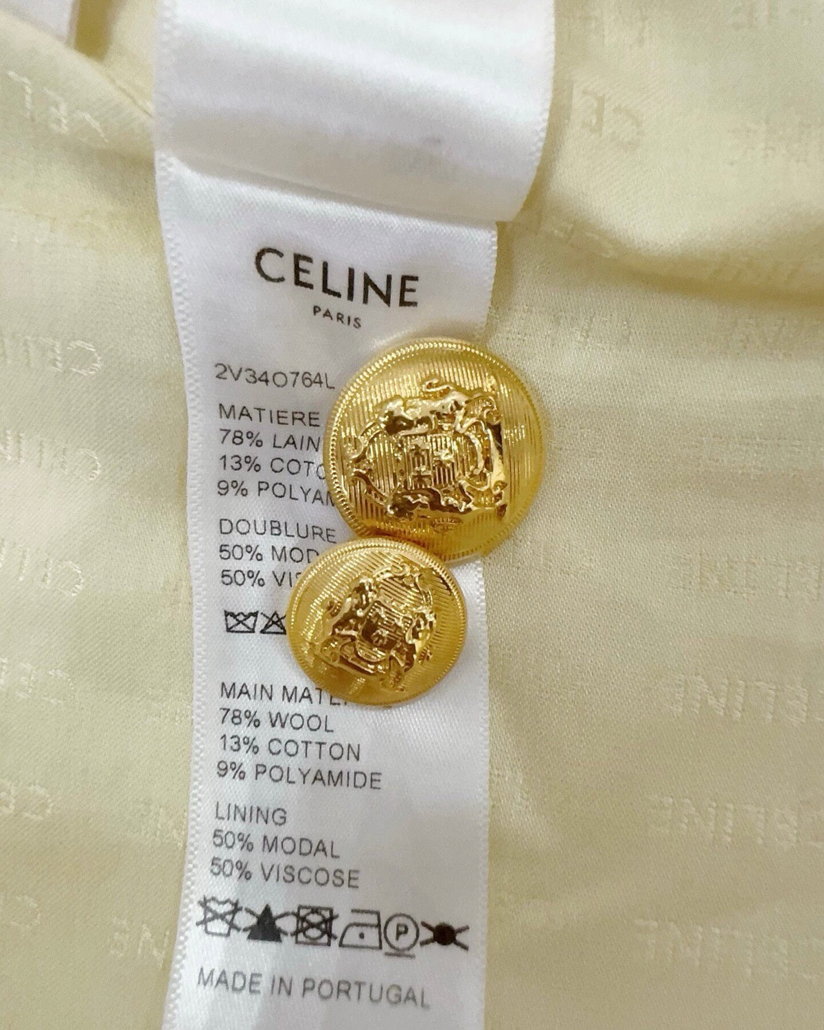 Celine Tweed Jacket Beige/Ecru, Gold FR 34