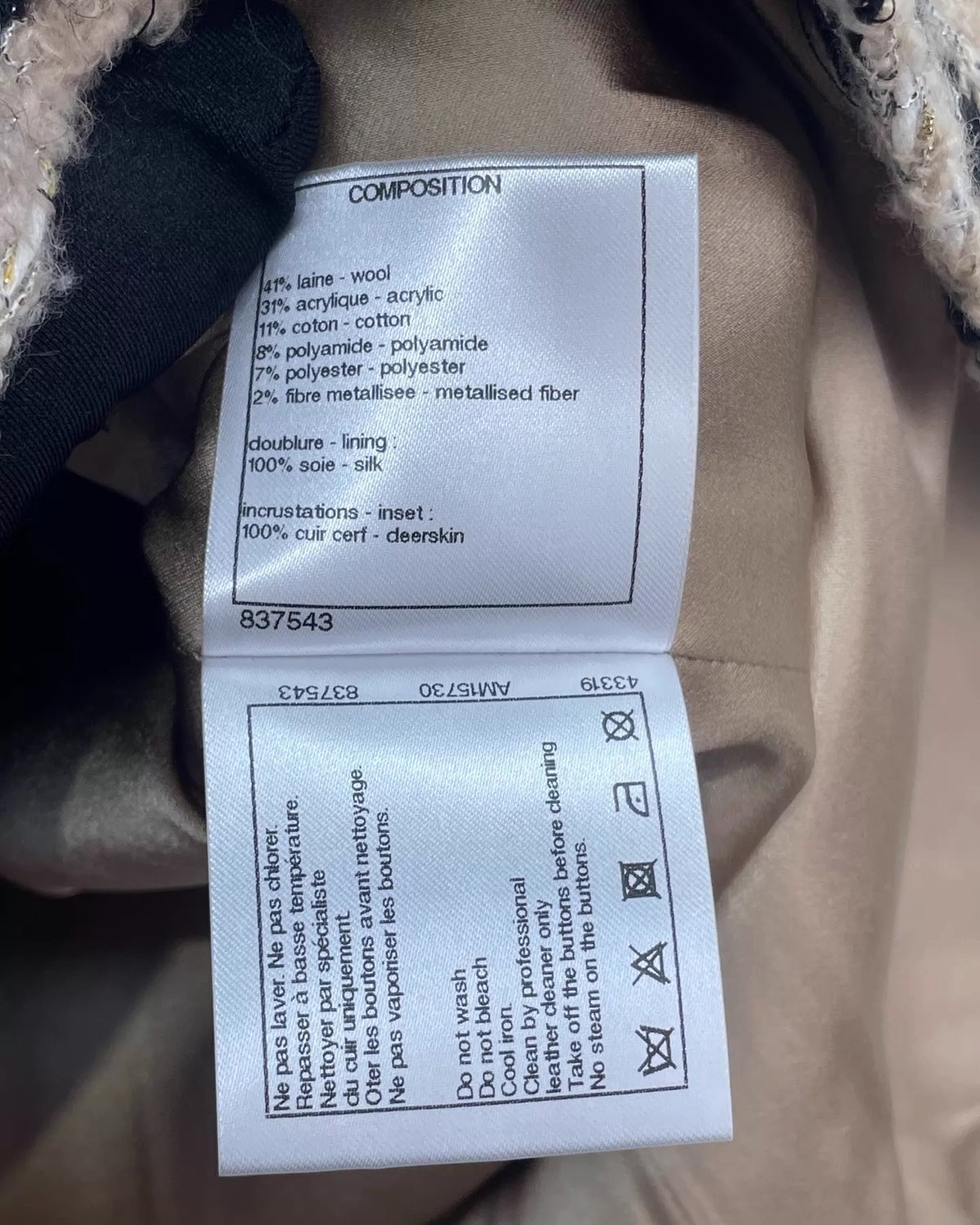 Chanel 19A Leather-Trim Tweed Coat