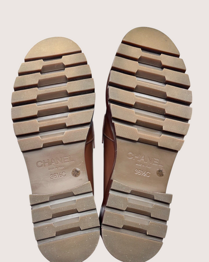 Chanel 23B Platform CC Loafers Brown EU 36.5