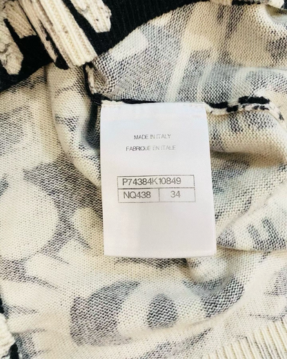 Chanel 23N Coco Neige Cashmere Jewelry-Print Top Black, White FR 34