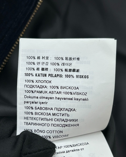 Miu Miu Logo Corduroy Zip-Up Jacket Navy IT 40