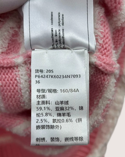 Chanel 20S Striped Cashmere Sweater Pink, White FR 36