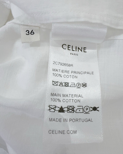 Celine Lace-Trim Cropped Shirt White