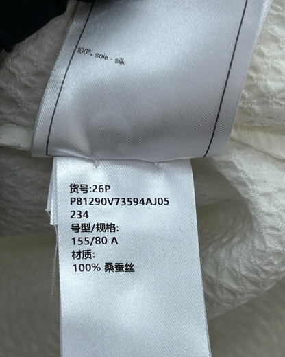 Chanel 26P CC Jacquard Tie-Neck Shirt White FR 34