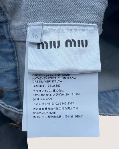 Miu Miu Monogram Logo Cropped Denim Jacket