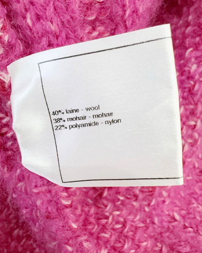 Chanel 09A Bouclé Tie-Front Cardigan Pink FR 36