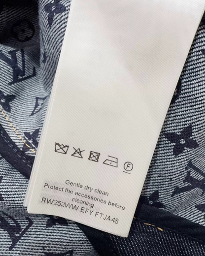 Louis Vuitton Monogram-Cuff Denim Jacket Blue FR 34