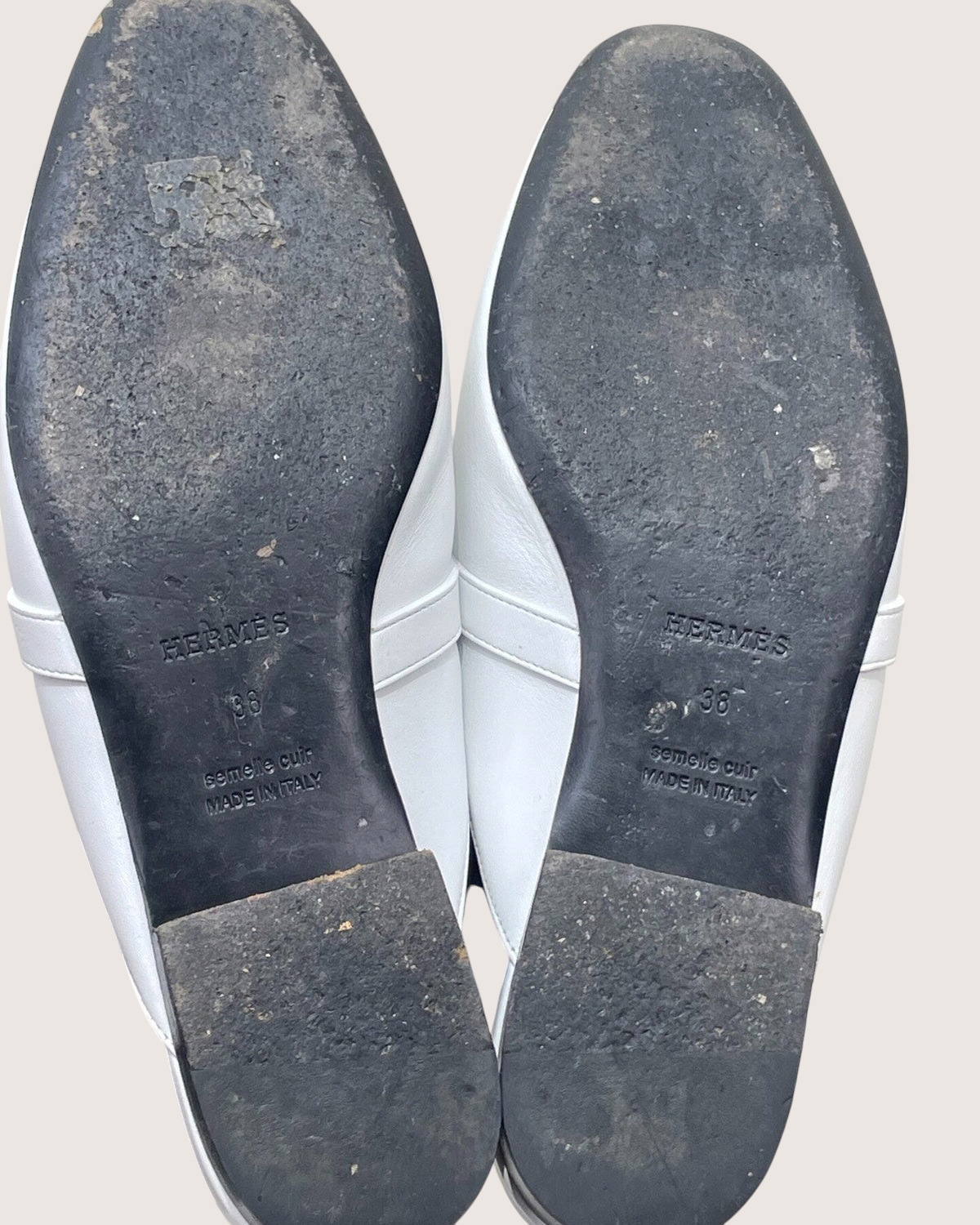 Hermès Oz Leather Mules White EU 38