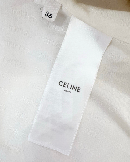 Celine Striped Tweed Jacket Beige/Ecru, Navy FR 36
