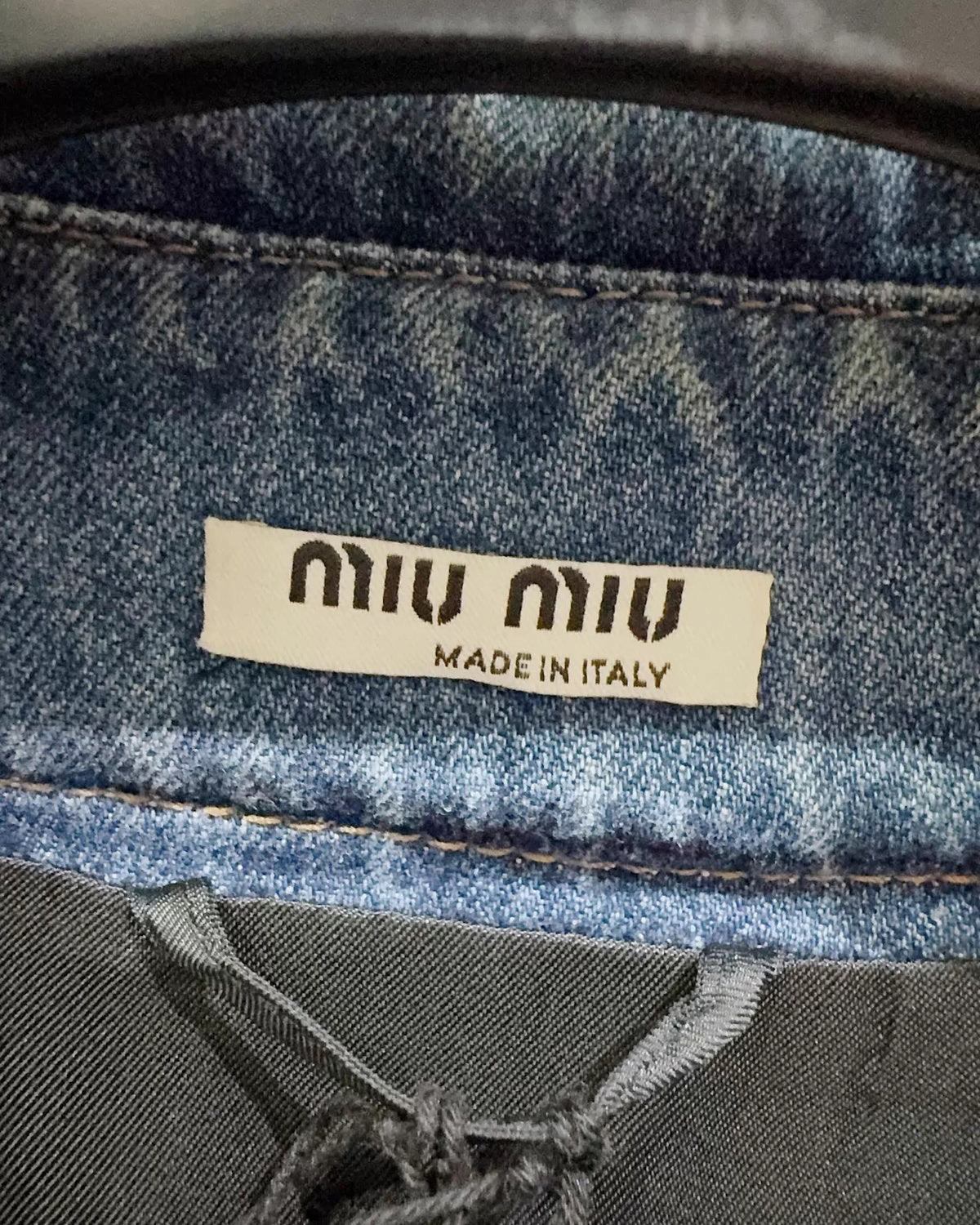 Miu Miu Crystal-Embellished Denim Jacket Blue, Multicolor FR 36